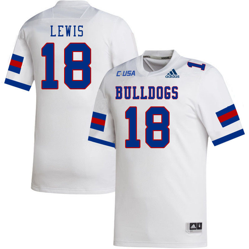 Men-Youth #18 Julien Lewis Louisiana Tech Bulldogs 2023 College Football Jerseys Stitched Sale-White